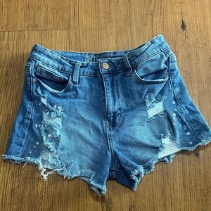 No Boundaries Ripped Blue Jean Shorts